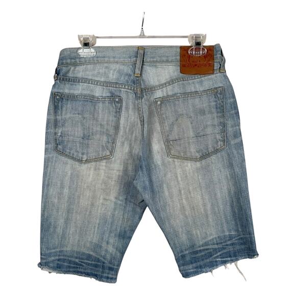 Vintage Evisu Distressed Raw Hem Denim Shorts 32 - Picture 5 of 7